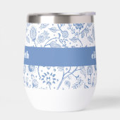 Blauw Witte Bloem Botanische Patroon Aangepaste Na (Links)