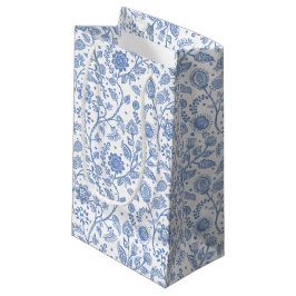 Blauw Witte Bloem Botanische Patroon Boho Whimsica Klein Cadeauzakje