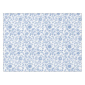 Blauw Witte Bloem Botanische Patroon Moderne Boho Tafelkleed (Voorkant (Horizontaal))