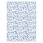 Blauw Witte Bloem Botanische Patroon Moderne Boho Tafelkleed (Voorkant)
