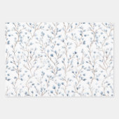 Blauw Witte Bloem Bruids Bruiloft Inpakpapier Vel (Voorkant 3)