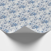 Blauw Witte Bloem Bruidsdouche Bruiloft Baby Showe Cadeaupapier (Hoek)