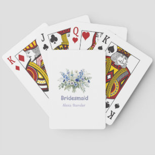 blauw witte bloem bruidsmeisje naam paars modern t pokerkaarten