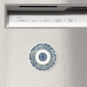 Blauw Witte Bloem Chinese Rond Magneet (Insitu (Vaatwasser))