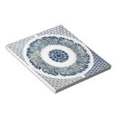 Blauw Witte Bloem Chinese Rond Notitieblok (Schuin)