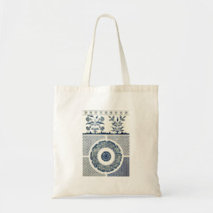 Blauw Witte Bloem Chinese Rond Tote Bag