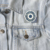 Blauw Witte Bloem Chinese Rond Vierkante Button 5,1 Cm (In situ)
