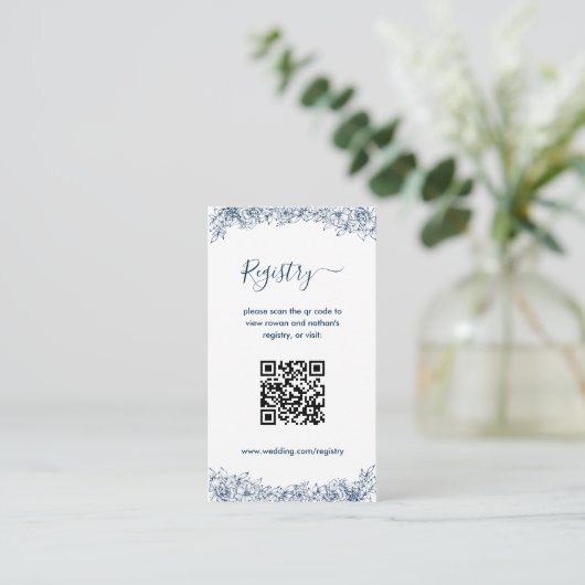 Blauw witte bloem Elegant Informatiekaartje (Staand voorkant)