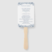 Blauw Witte Bloem Elegante bruiloft Handwaaier (Achterkant)