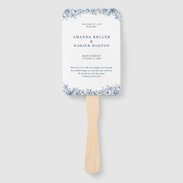 Blauw Witte Bloem Elegante bruiloft Handwaaier