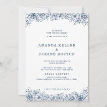 Blauw Witte Bloem Elegante Eenvoudige Huwelijk