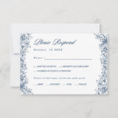 Blauw Witte Bloem Elegante Menukeuze RSVP-kaart RSVP Kaartje (Voorkant)