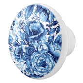 Blauw & Witte Bloem Gedrukte Ronde Ceramische Knob Keramische Knop (Rechts)