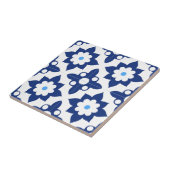 Blauw & Witte Bloem Geometrisch Tegeltje (Zijkant)
