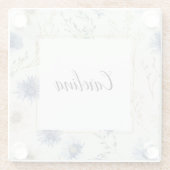 Blauw Witte Bloem  Glazen Onderzetter (Achterkant)