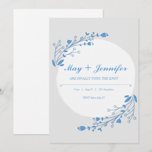 Blauw Witte Bloem Kaart (Voorkant / Achterkant)