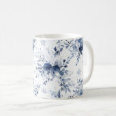 Blauw Witte Bloem Koffiemok (Voorkant rechts)