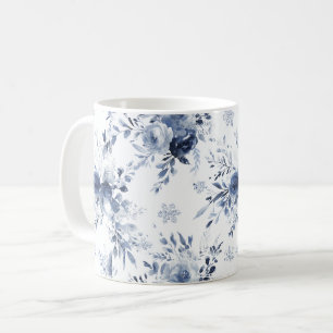 Blauw Witte Bloem Koffiemok