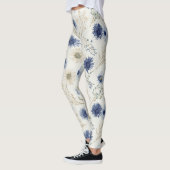 Blauw Witte Bloem  Leggings (Links)