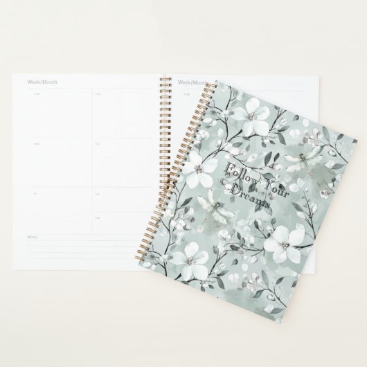 Blauw Witte Bloem Libellen Planner (Display)