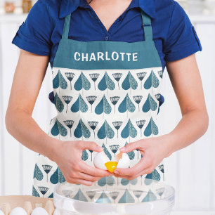 Blauw Witte Bloem Naam Keuken Cadeau Schort