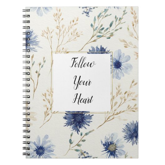 Blauw Witte Bloem Notitieboek (Voorkant)