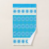 Blauw-witte bloem patroon bad handdoek (Handdoek)