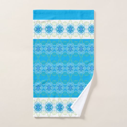 Blauw-witte bloem patroon bad handdoek (Handdoek)