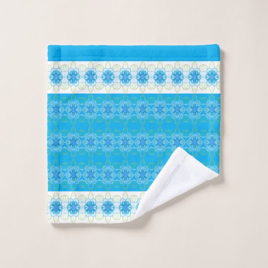Blauw-witte bloem patroon bad handdoek (Wasdoekje)