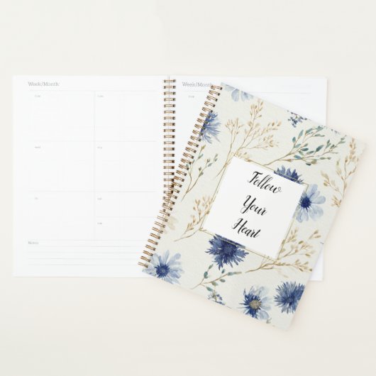 Blauw Witte Bloem  Planner (Display)