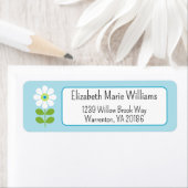 Blauw Witte Bloem Retouradres Etiket (Insitu)