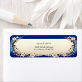 Blauw Witte Bloem Retouradres Label (Insitu)