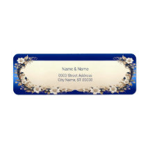Blauw Witte Bloem Retouradres Label