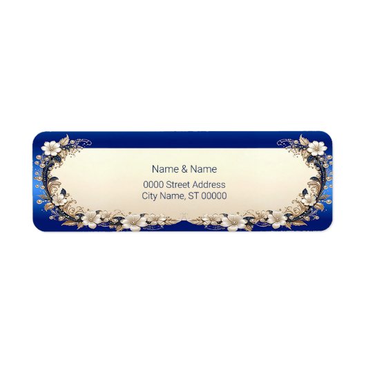 Blauw Witte Bloem Retouradres Label (Voorkant)