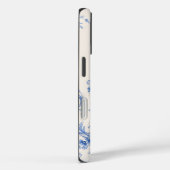 Blauw Witte Bloem Toile Lint Mobiele Hoes (Achterkant / Rechts)