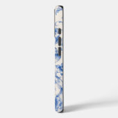 Blauw Witte Bloem Toile Lint Mobiele Hoes (Achterkant / Links)