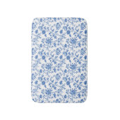 Blauw Witte Bloem Toile Patroon Badmat (Voorkant Verticaal)
