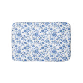 Blauw Witte Bloem Toile Patroon Badmat (Voorkant)
