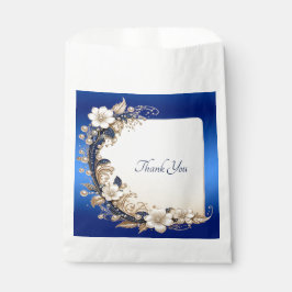 Blauw Witte Bloem Versiering Favor Zak Bedankzakje