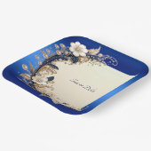 Blauw Witte Bloem Versiering Papieren Bord (Gebogen)