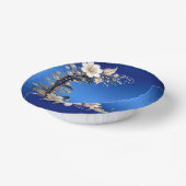 Blauw Witte Bloem Versiering Papieren Kommen (Gebogen)