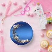 Blauw Witte Bloem Versiering Papieren Kommen (Feest)