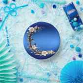 Blauw Witte Bloem Versiering Papieren Kommen (Feest)