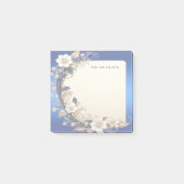 Blauw Witte Bloem Versiering Post it Notities Post-it® Notes (Voorkant)