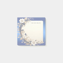 Blauw Witte Bloem Versiering Post it Notities