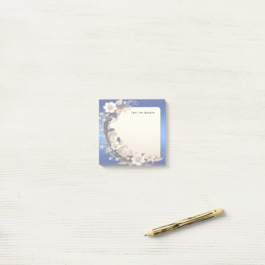 Blauw Witte Bloem Versiering Post it Notities Post-it® Notes (Op bureau)