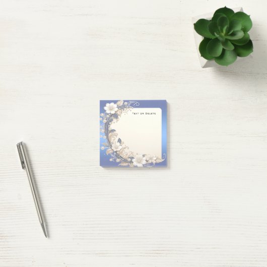 Blauw Witte Bloem Versiering Post it Notities Post-it® Notes (Kantoor)