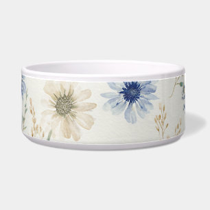 Blauw Witte Bloem  Voerbakje