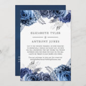 Blauw-witte bloemachtige trouwlijst gereduceerd aankondiging (Voorkant / Achterkant)