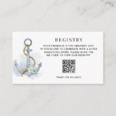 Blauw Witte Bloemanker Huwelijksregister QR-code Informatiekaartje (Voorkant)